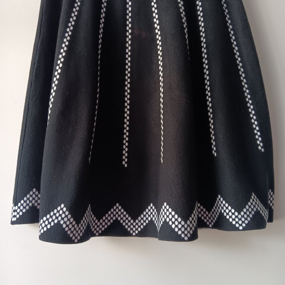 Spense Brand womens large Rayon Nylong knee length skirt Black white design E1 - Picture 10 of 15
